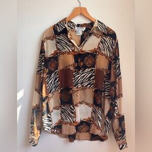 Allison Taylor Western Long Sleeve Silk Button Down Shirt